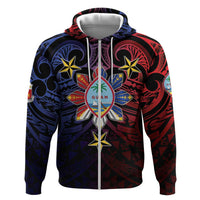 Philippines Guam Zip Hoodie Filipino Sun With Guaman Seal