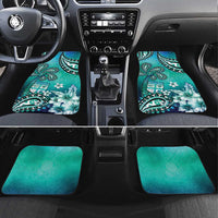 Fiji Born Indian Car Mats Palm Paisley With Tapa Pattern LT05 Set 4pcs Aqua - Polynesian Pride
