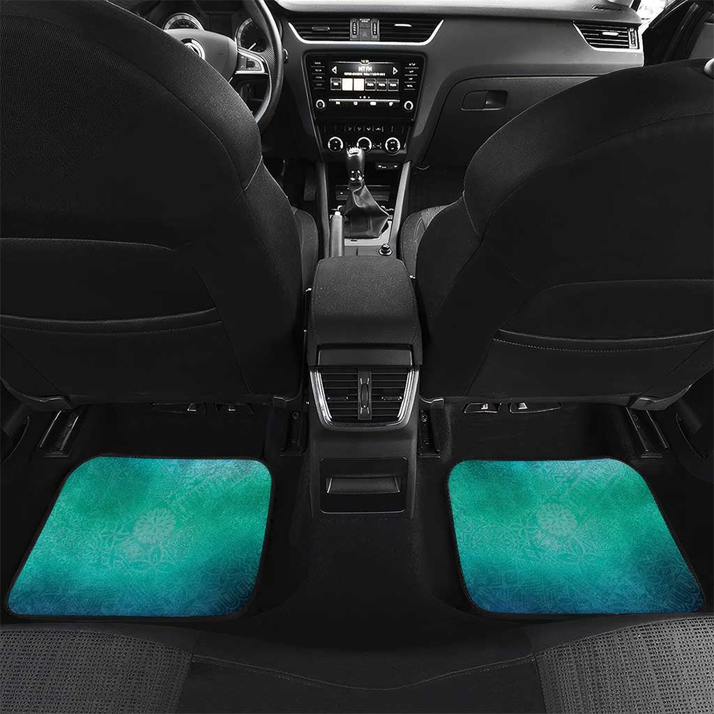 Fiji Born Indian Car Mats Palm Paisley With Tapa Pattern LT05 Set 2pcs - Back Aqua - Polynesian Pride