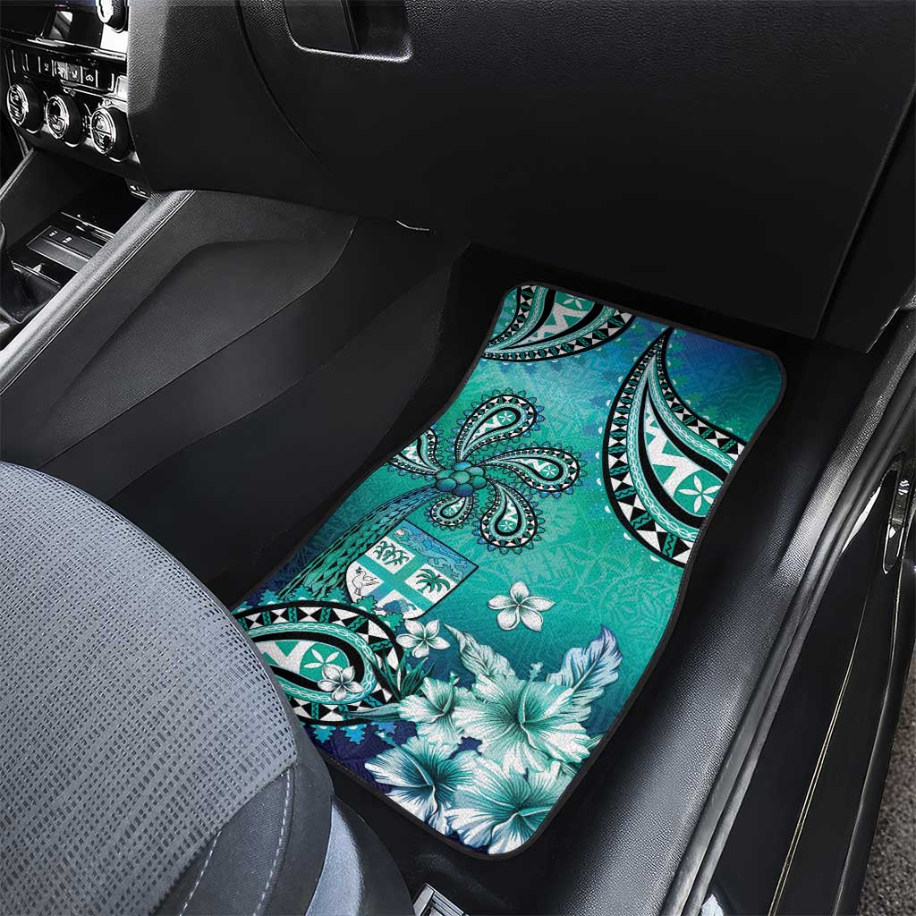 Fiji Born Indian Car Mats Palm Paisley With Tapa Pattern LT05 - Polynesian Pride