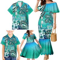 Fiji Born Indian Family Matching Mermaid Dress and Hawaiian Shirt Palm Paisley With Tapa Pattern LT05 - Polynesian Pride