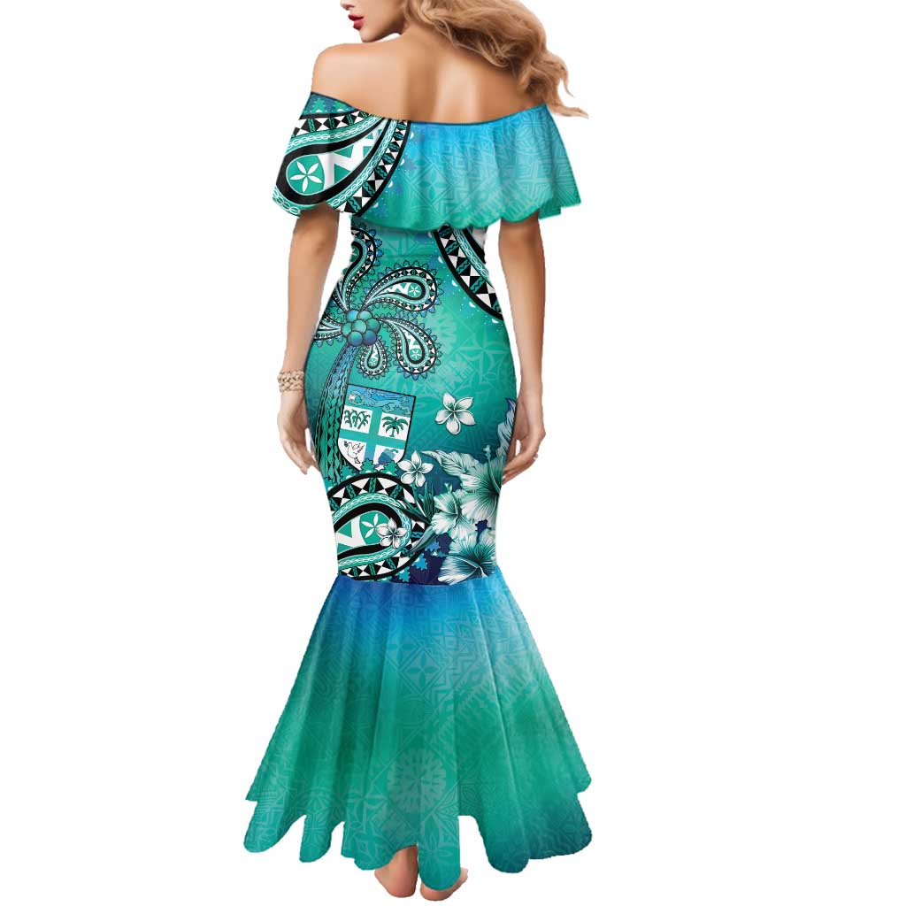 Fiji Born Indian Family Matching Mermaid Dress and Hawaiian Shirt Palm Paisley With Tapa Pattern LT05 - Polynesian Pride