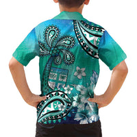 Fiji Born Indian Family Matching Off Shoulder Short Dress and Hawaiian Shirt Palm Paisley With Tapa Pattern LT05 - Polynesian Pride