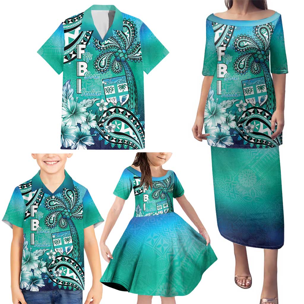 Fiji Born Indian Family Matching Puletasi and Hawaiian Shirt Palm Paisley With Tapa Pattern LT05 - Polynesian Pride