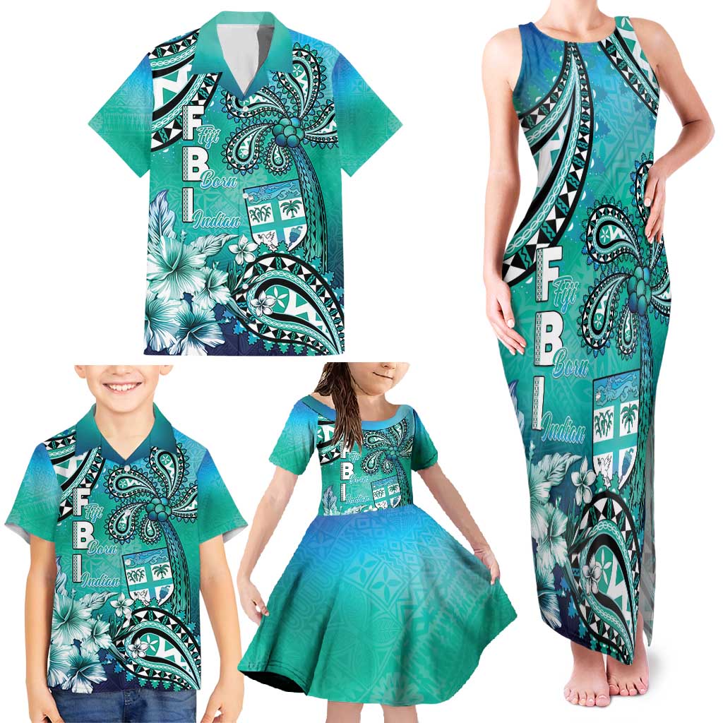 Fiji Born Indian Family Matching Tank Maxi Dress and Hawaiian Shirt Palm Paisley With Tapa Pattern LT05 - Polynesian Pride