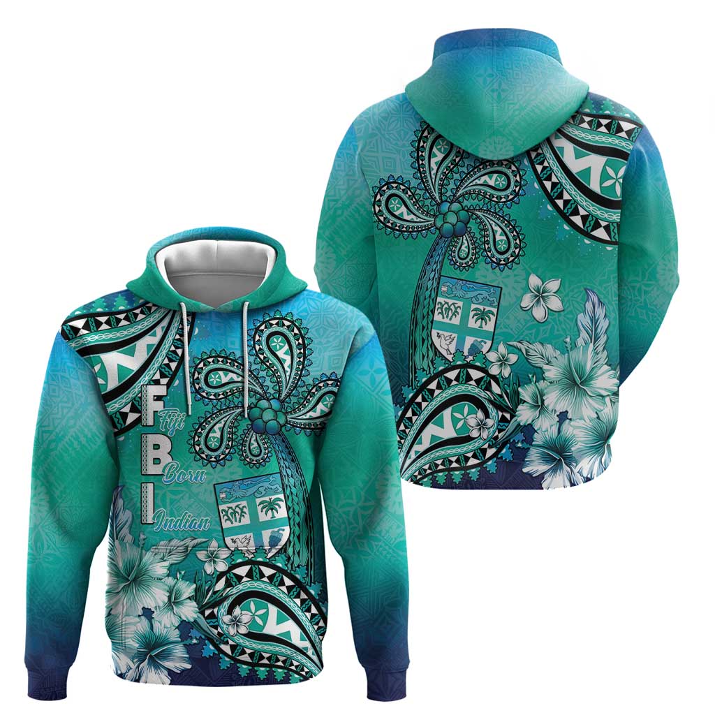 Fiji Born Indian Hoodie Palm Paisley With Tapa Pattern
