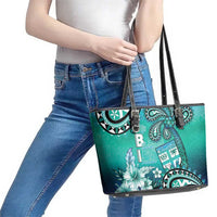 Fiji Born Indian Leather Tote Bag Palm Paisley With Tapa Pattern LT05 - Polynesian Pride