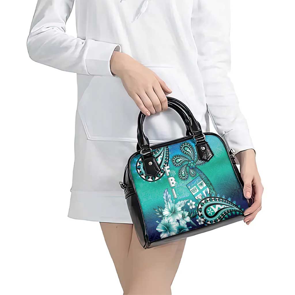 Fiji Born Indian Shoulder Handbag Palm Paisley With Tapa Pattern