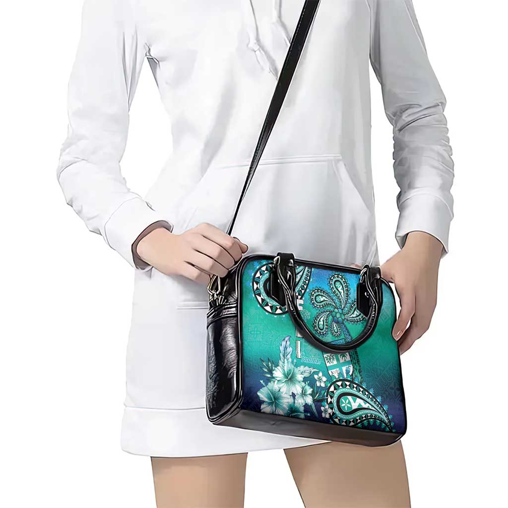 Fiji Born Indian Shoulder Handbag Palm Paisley With Tapa Pattern