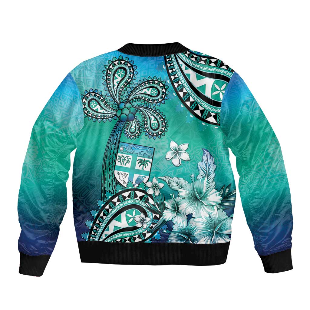 Fiji Born Indian Sleeve Zip Bomber Jacket Palm Paisley With Tapa Pattern LT05 - Polynesian Pride