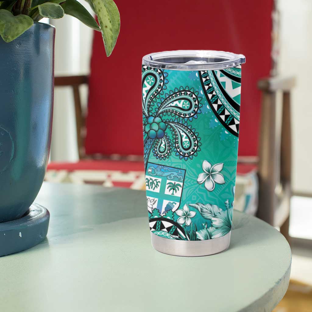 Fiji Born Indian Tumbler Cup Palm Paisley With Tapa Pattern LT05 - Polynesian Pride