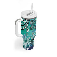 Fiji Born Indian Tumbler With Handle Palm Paisley With Tapa Pattern LT05 - Polynesian Pride