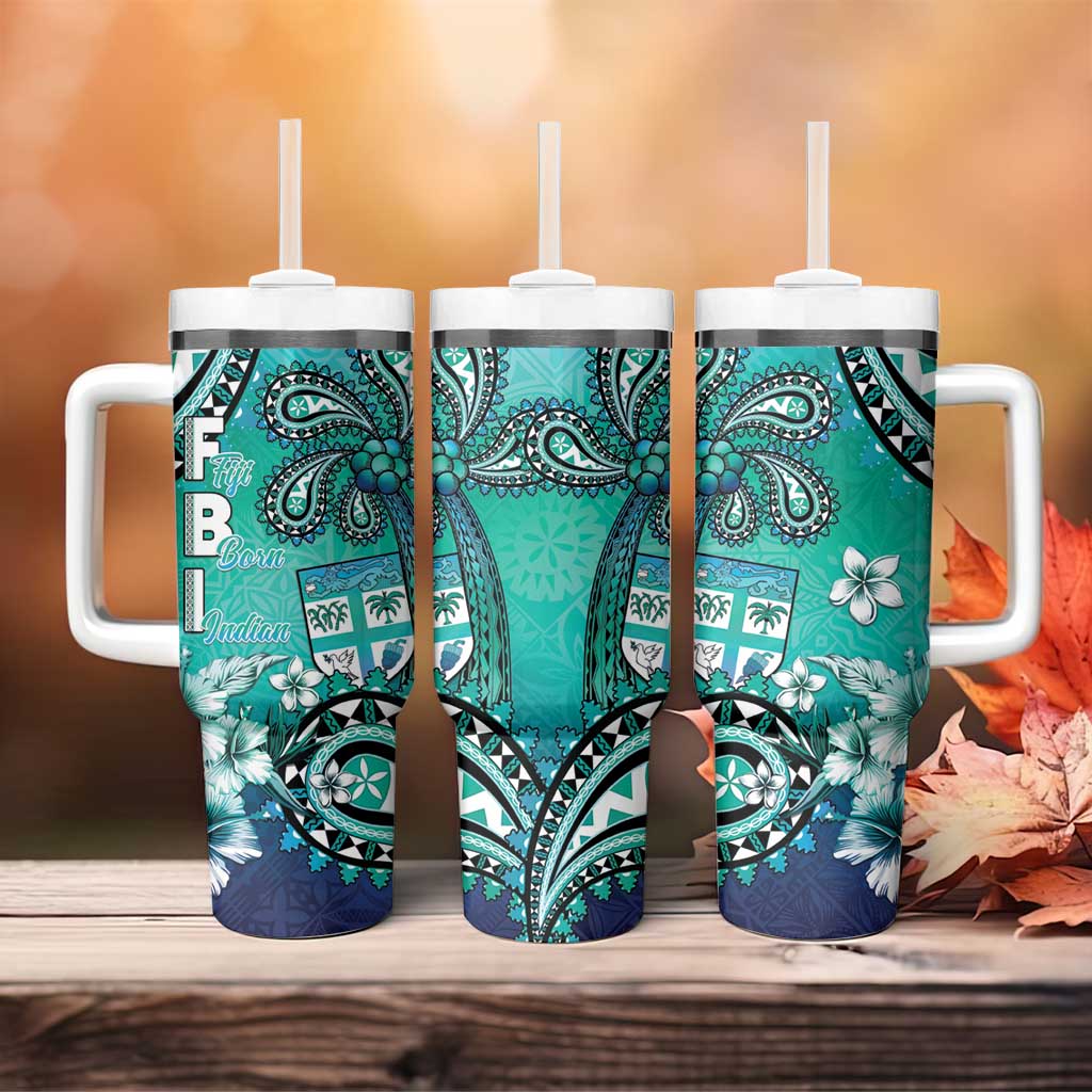 Fiji Born Indian Tumbler With Handle Palm Paisley With Tapa Pattern LT05 - Polynesian Pride