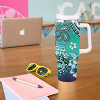 Fiji Born Indian Tumbler With Handle Palm Paisley With Tapa Pattern LT05 - Polynesian Pride