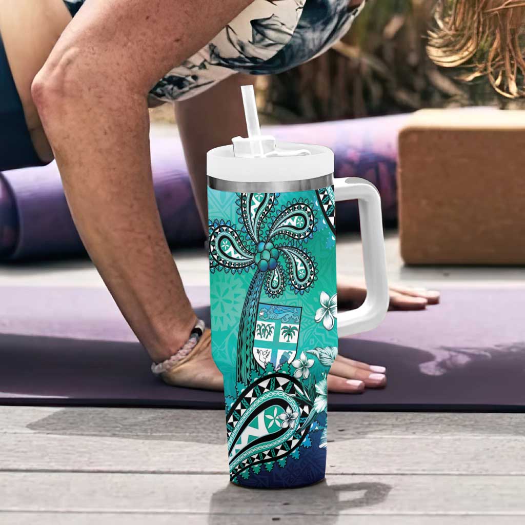 Fiji Born Indian Tumbler With Handle Palm Paisley With Tapa Pattern LT05 - Polynesian Pride