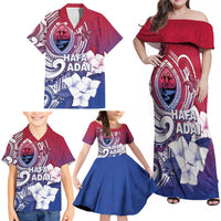 Guam Gadao Family Matching Off Shoulder Maxi Dress and Hawaiian Shirt Hafa Adai Micronesian Tribal Pattern LT05 - Polynesian Pride