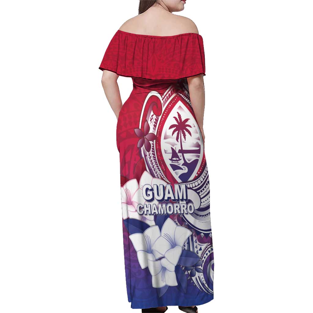 Guam Gadao Family Matching Off Shoulder Maxi Dress and Hawaiian Shirt Hafa Adai Micronesian Tribal Pattern LT05 - Polynesian Pride