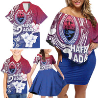 Guam Gadao Family Matching Off Shoulder Short Dress and Hawaiian Shirt Hafa Adai Micronesian Tribal Pattern LT05 - Polynesian Pride