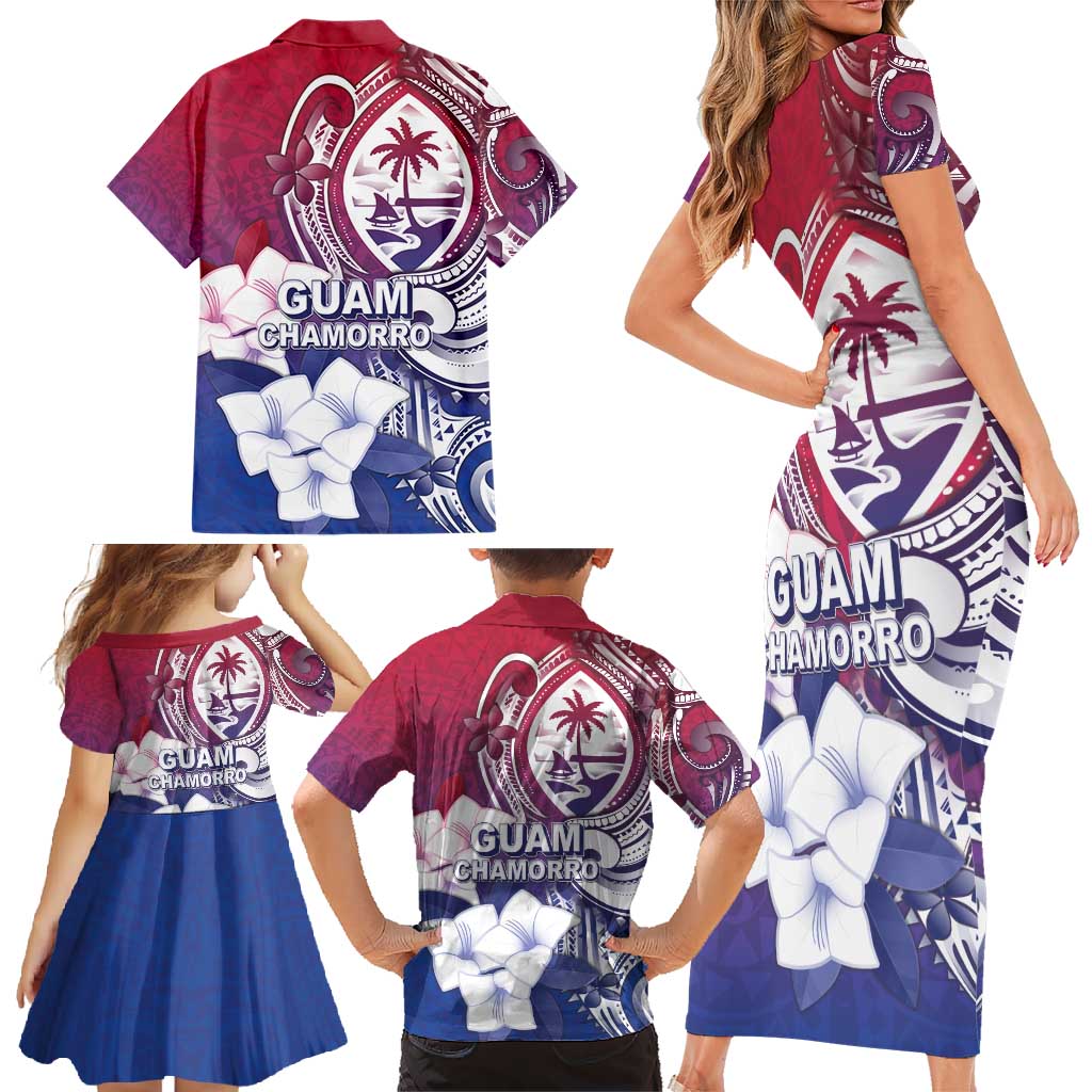 Guam Gadao Family Matching Short Sleeve Bodycon Dress and Hawaiian Shirt Hafa Adai Micronesian Tribal Pattern LT05 - Polynesian Pride