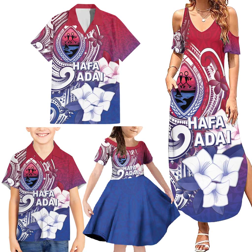 Guam Gadao Family Matching Summer Maxi Dress and Hawaiian Shirt Hafa Adai Micronesian Tribal Pattern LT05 - Polynesian Pride