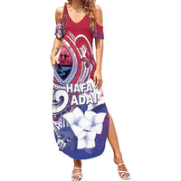 Guam Gadao Family Matching Summer Maxi Dress and Hawaiian Shirt Hafa Adai Micronesian Tribal Pattern LT05 Mom's Dress Red - Polynesian Pride
