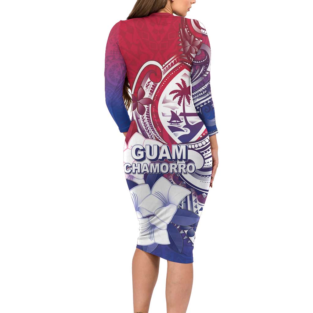 Guam Gadao Long Sleeve Bodycon Dress Hafa Adai Micronesian Tribal Pattern LT05 - Polynesian Pride
