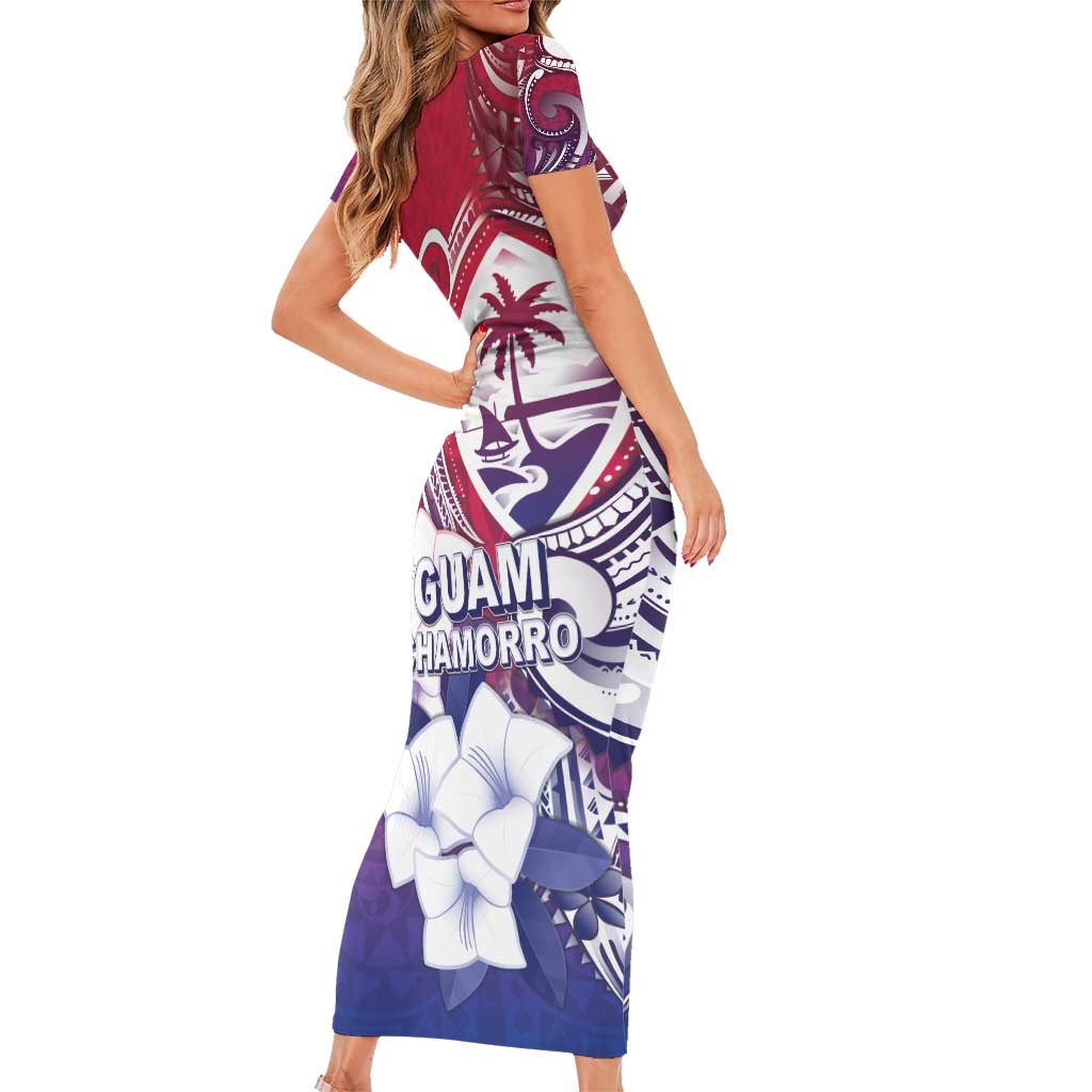 Guam Gadao Short Sleeve Bodycon Dress Hafa Adai Micronesian Tribal Pattern