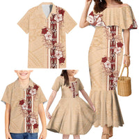 Tonga Language Week Family Matching Mermaid Dress and Hawaiian Shirt Hibiscus Tongan Ngatu Pattern LT05 - Polynesian Pride