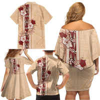 Tonga Language Week Family Matching Off Shoulder Short Dress and Hawaiian Shirt Hibiscus Tongan Ngatu Pattern LT05 - Polynesian Pride