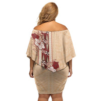 Tonga Language Week Family Matching Off Shoulder Short Dress and Hawaiian Shirt Hibiscus Tongan Ngatu Pattern LT05 - Polynesian Pride