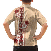 Tonga Language Week Family Matching Tank Maxi Dress and Hawaiian Shirt Hibiscus Tongan Ngatu Pattern LT05 - Polynesian Pride