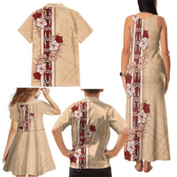 Tonga Language Week Family Matching Tank Maxi Dress and Hawaiian Shirt Hibiscus Tongan Ngatu Pattern LT05 - Polynesian Pride