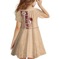 Tonga Language Week Kid Short Sleeve Dress Hibiscus Tongan Ngatu Pattern LT05 - Polynesian Pride