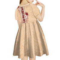 Tonga Language Week Kid Short Sleeve Dress Hibiscus Tongan Ngatu Pattern LT05 - Polynesian Pride
