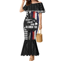 Hawaii 1959 Statehood Day Family Matching Mermaid Dress and Hawaiian Shirt Classic Style LT05 Mom's Dress Black - Polynesian Pride