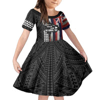 Hawaii 1959 Statehood Day Family Matching Off Shoulder Maxi Dress and Hawaiian Shirt Classic Style LT05 Daughter's Dress Black - Polynesian Pride