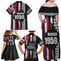 Hawaii 1959 Statehood Day Family Matching Off Shoulder Maxi Dress and Hawaiian Shirt Classic Style LT05 - Polynesian Pride