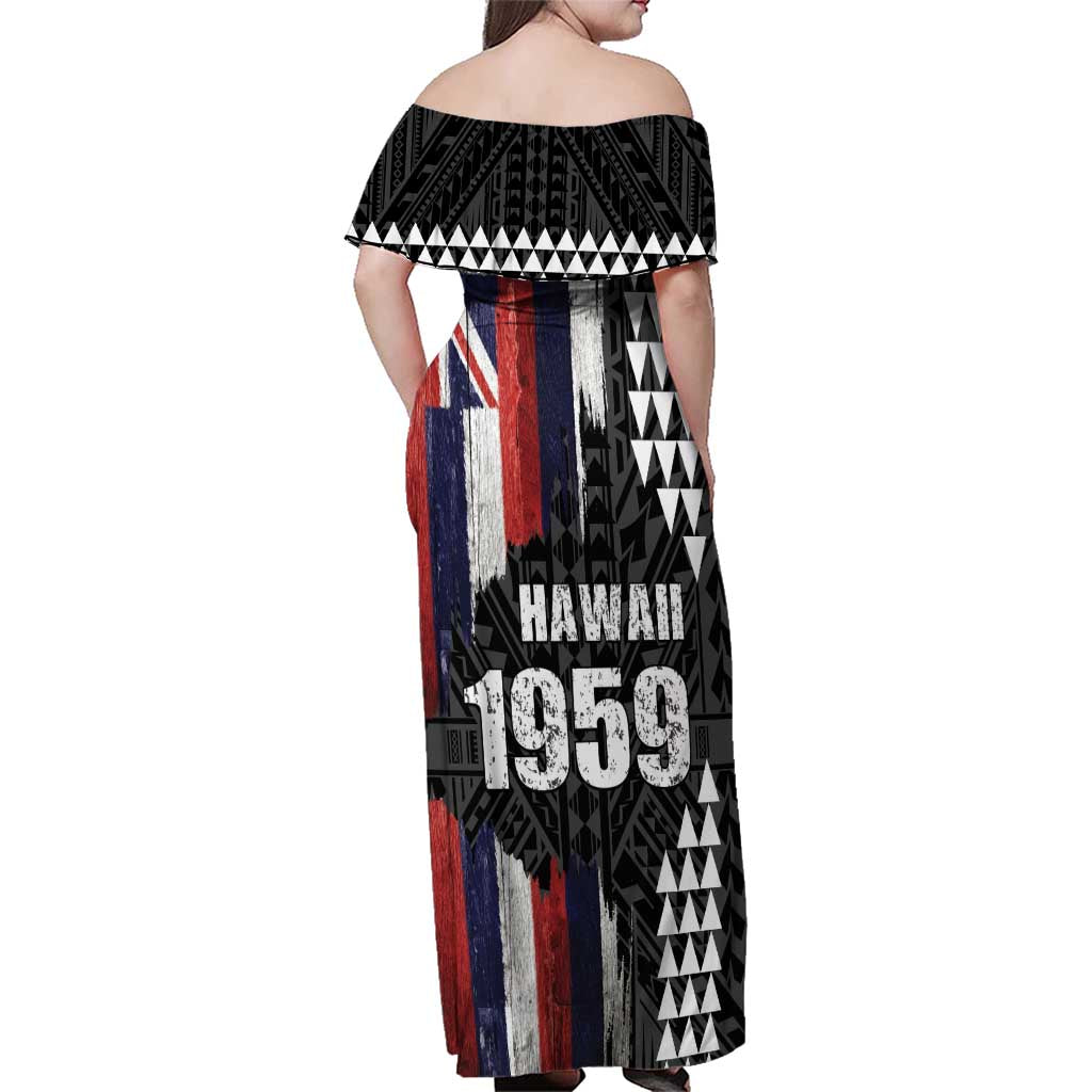 Hawaii 1959 Statehood Day Family Matching Off Shoulder Maxi Dress and Hawaiian Shirt Classic Style LT05 - Polynesian Pride