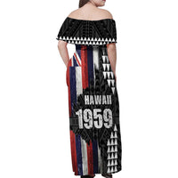 Hawaii 1959 Statehood Day Family Matching Off Shoulder Maxi Dress and Hawaiian Shirt Classic Style LT05 - Polynesian Pride