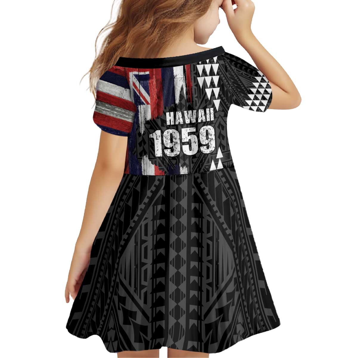 Hawaii 1959 Statehood Day Family Matching Off Shoulder Short Dress and Hawaiian Shirt Classic Style LT05 - Polynesian Pride
