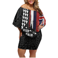 Hawaii 1959 Statehood Day Family Matching Off Shoulder Short Dress and Hawaiian Shirt Classic Style LT05 Mom's Dress Black - Polynesian Pride