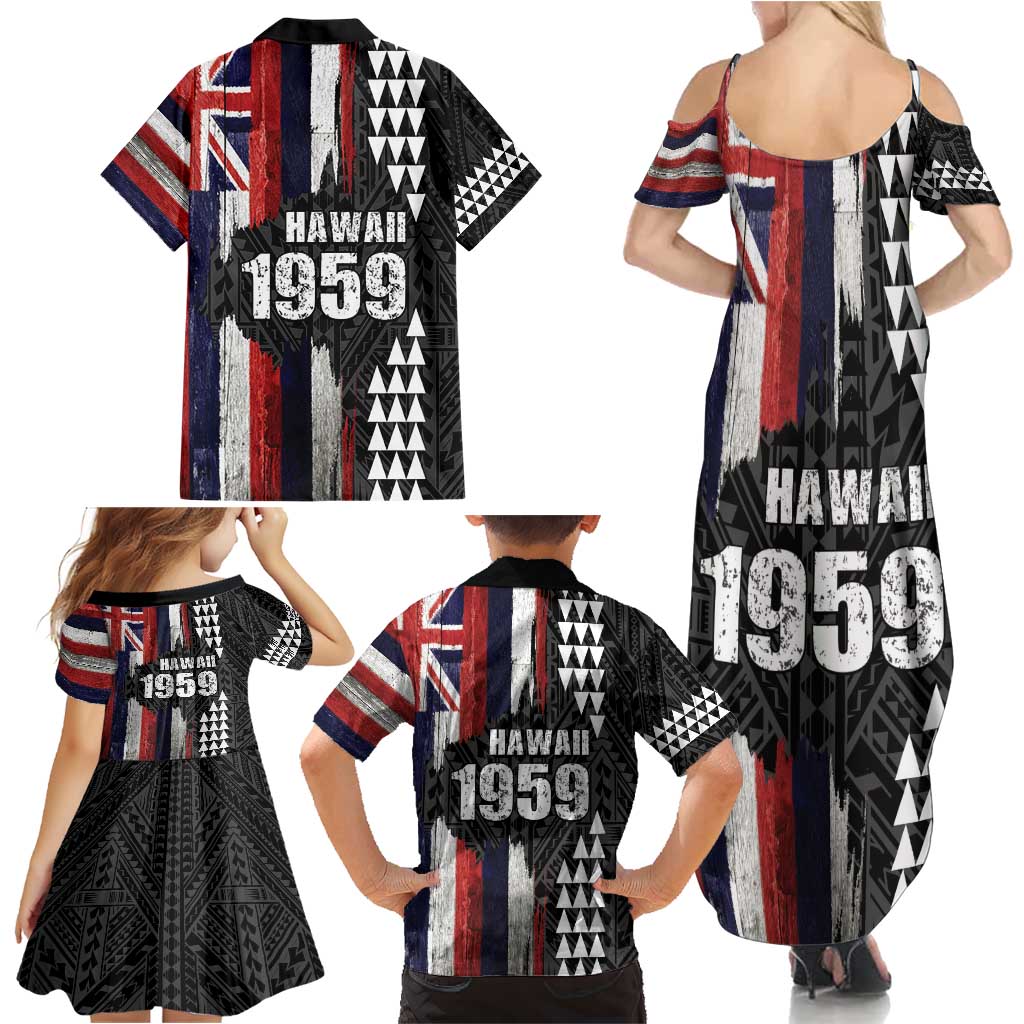 Hawaii 1959 Statehood Day Family Matching Summer Maxi Dress and Hawaiian Shirt Classic Style LT05 - Polynesian Pride