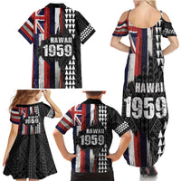 Hawaii 1959 Statehood Day Family Matching Summer Maxi Dress and Hawaiian Shirt Classic Style LT05 - Polynesian Pride