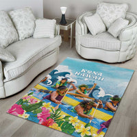 Hawaii Outrigger Canoe Race Area Rug Polynesian Style Watercolor Style LT05 - Polynesian Pride