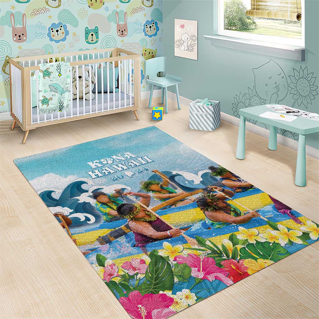 Hawaii Outrigger Canoe Race Area Rug Polynesian Style Watercolor Style LT05 - Polynesian Pride