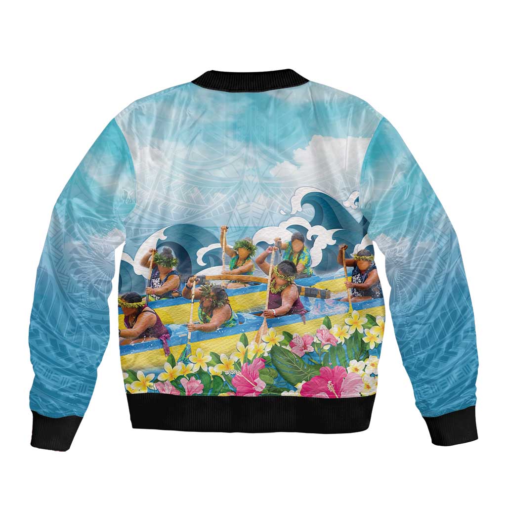 Hawaii Outrigger Canoe Race Bomber Jacket Polynesian Style Watercolor Style LT05 - Polynesian Pride