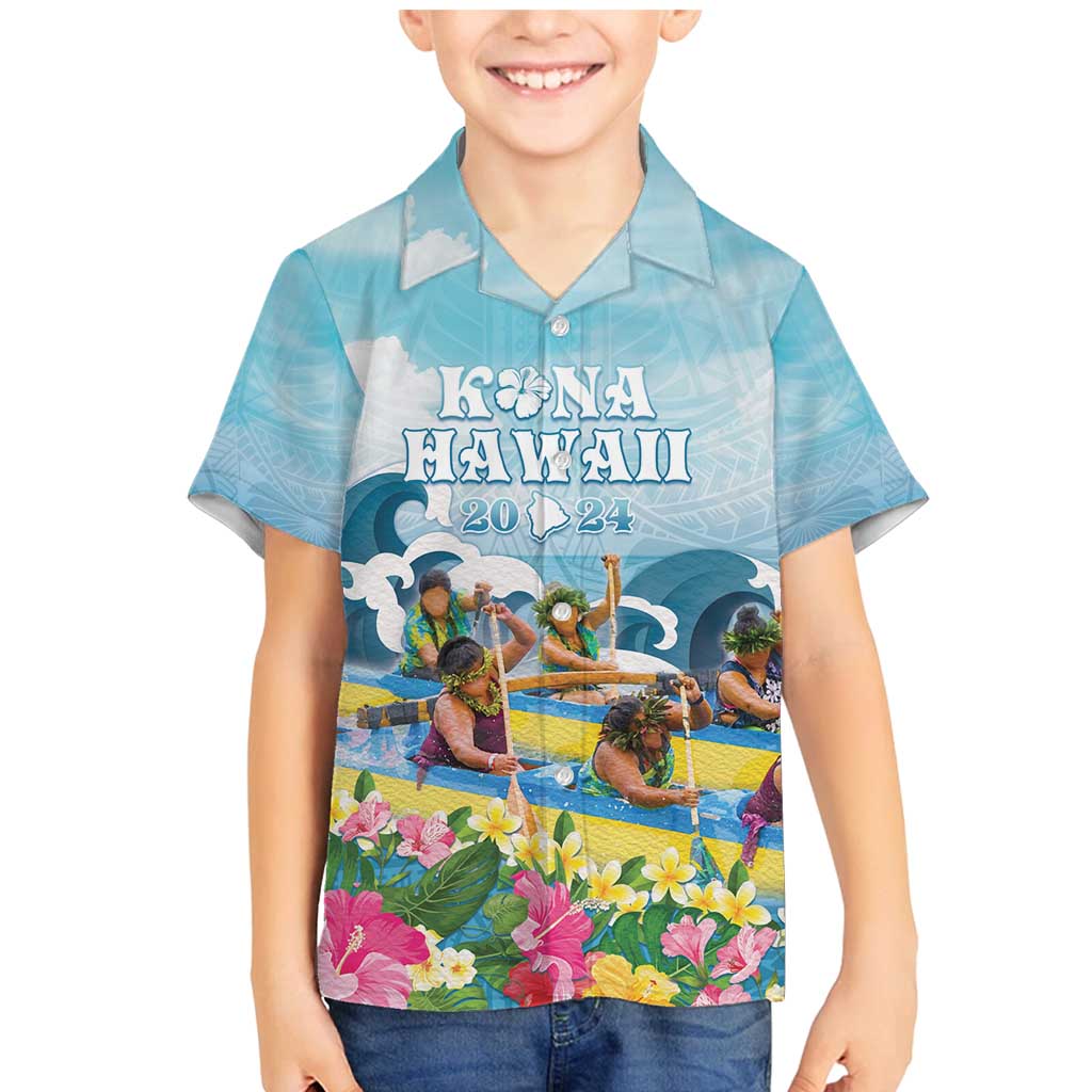 Hawaii Outrigger Canoe Race Family Matching Mermaid Dress and Hawaiian Shirt Polynesian Style Watercolor Style LT05 Son's Shirt Blue - Polynesian Pride