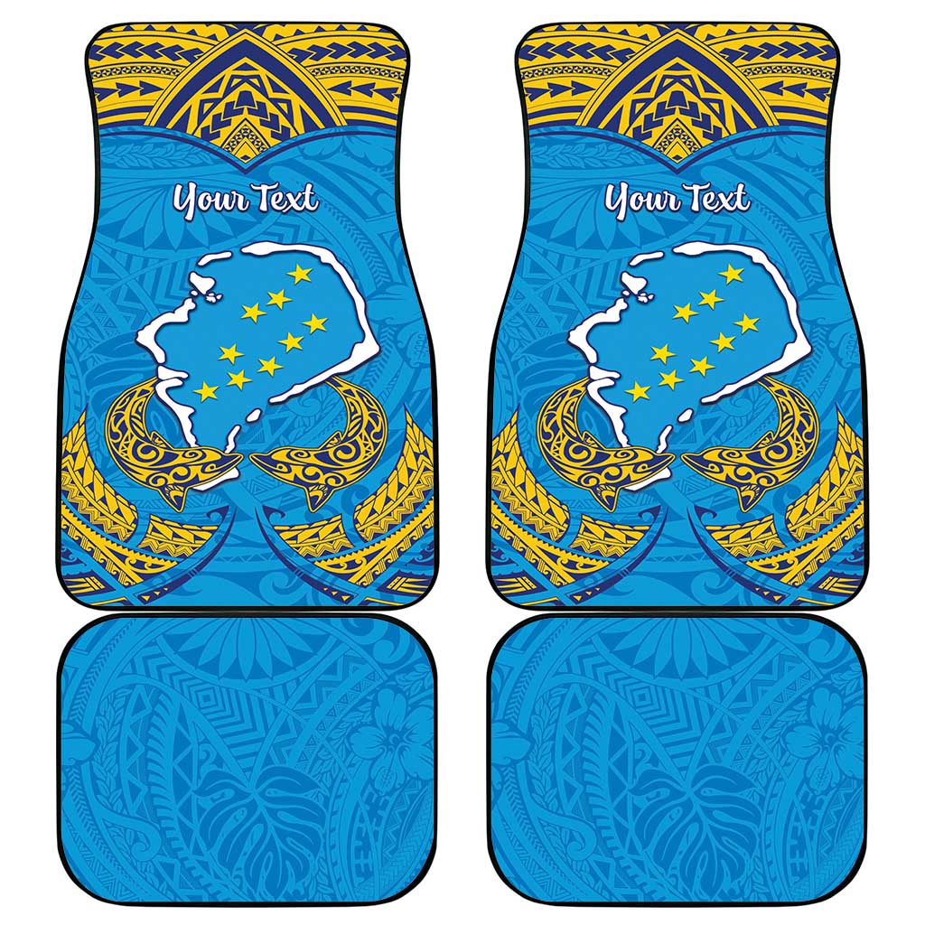 Tuvalu Independence Day Car Mats Coat Of Arms With Polynesian Dolphin Tattoo
