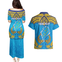Personalised Tuvalu Independence Day Couples Matching Puletasi and Hawaiian Shirt Coat Of Arms With Polynesian Dolphin Tattoo LT05 - Polynesian Pride