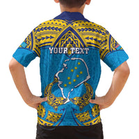Personalised Tuvalu Independence Day Family Matching Off The Shoulder Long Sleeve Dress and Hawaiian Shirt Coat Of Arms With Polynesian Dolphin Tattoo LT05 - Polynesian Pride